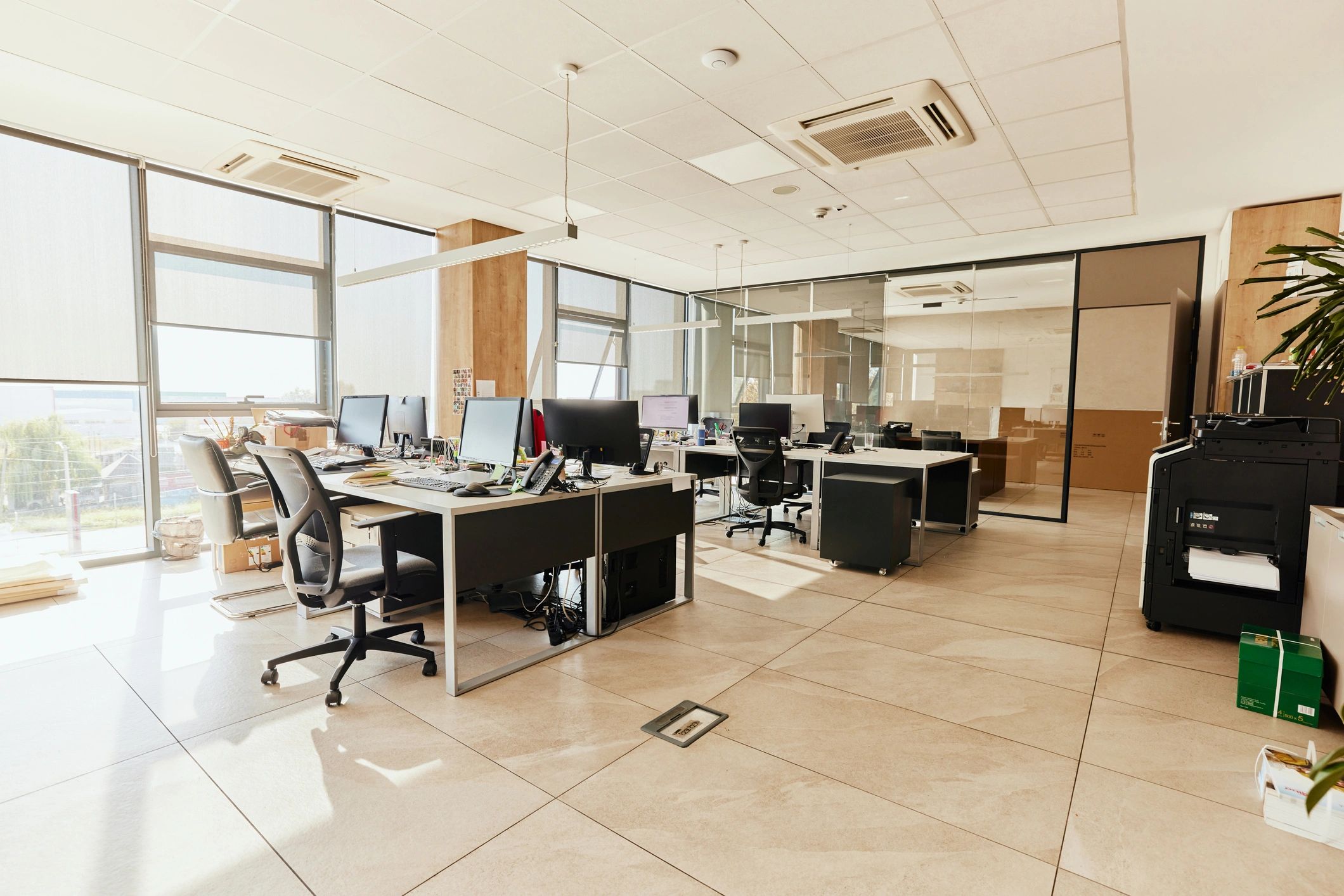 Modern office workspace used for logistics administration